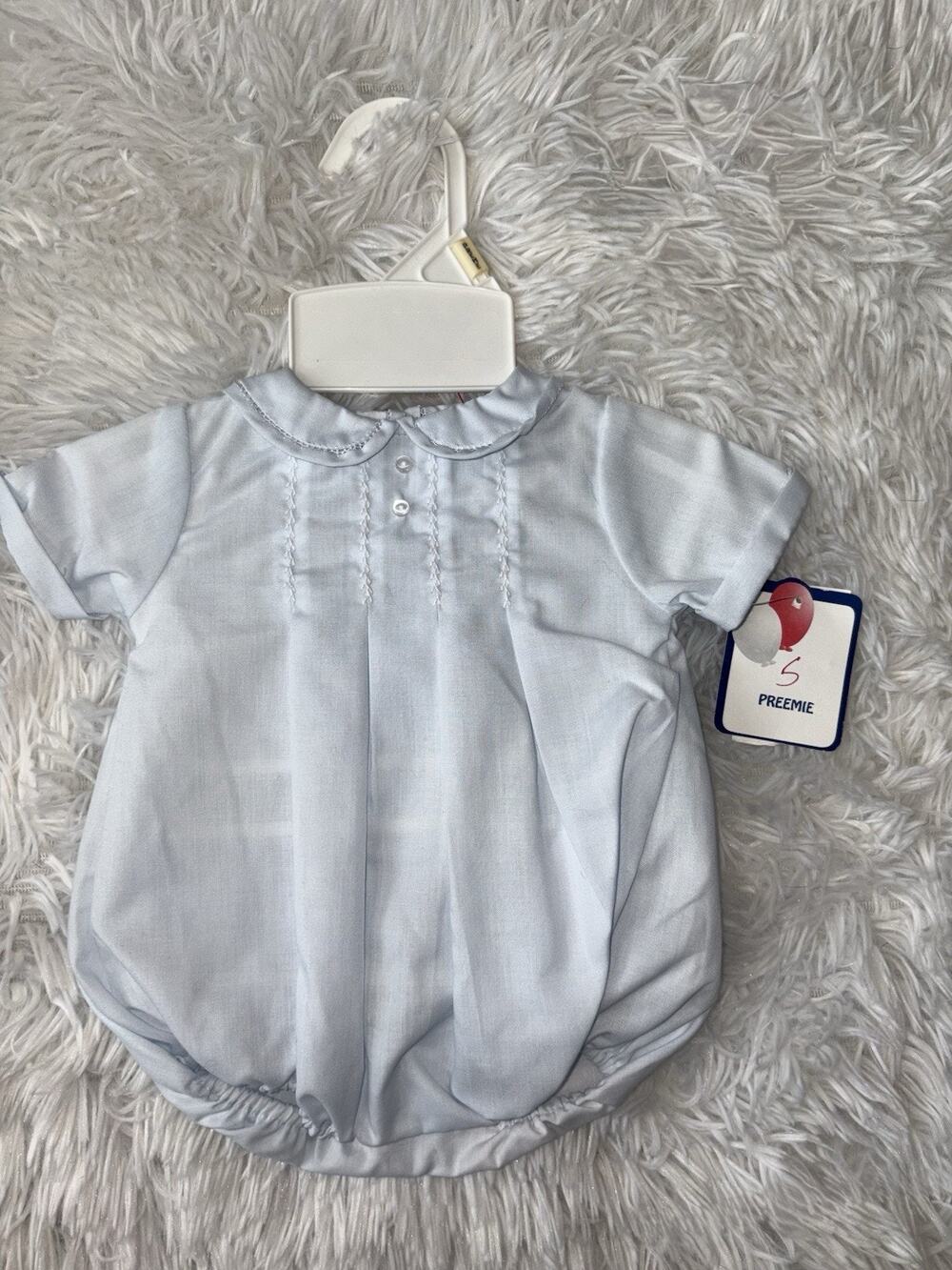 , Petit Ami Preemie Feather-romper In Blue. Classic, New W/tags. Adorable